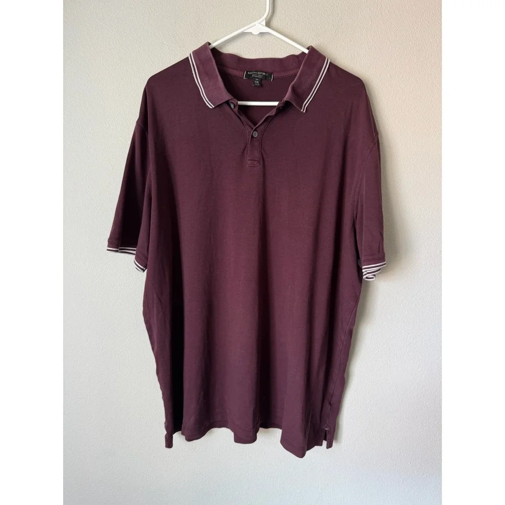 Banana Republic‎ Mens XXL Tall Luxury Touch Performance Polo Shirt Burgundy